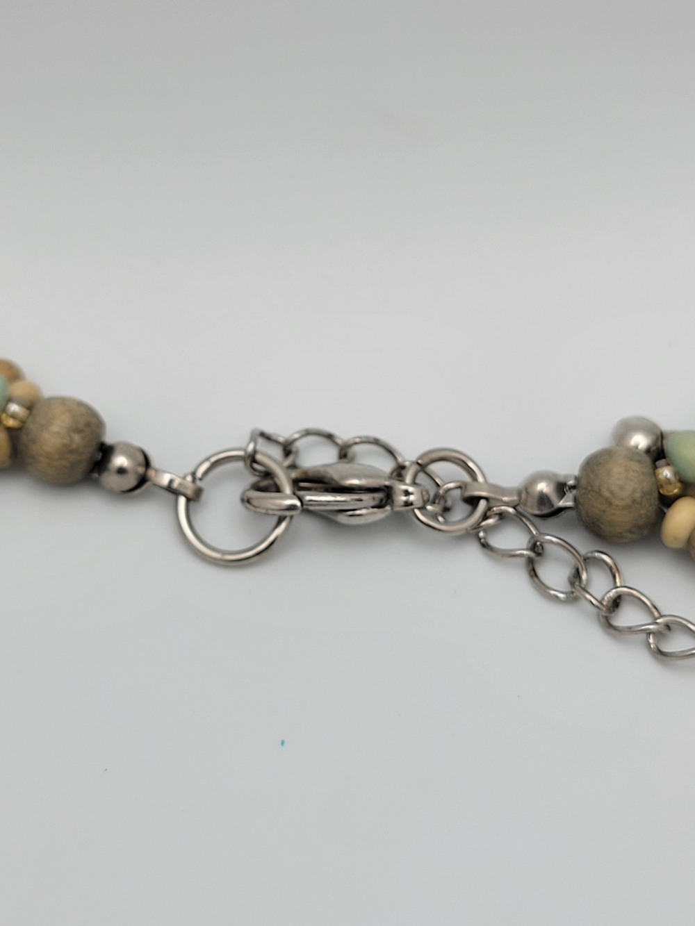 Boho Multi-Strand Beaded Necklace with Beige and Black Pendant - Picture 5 of 7